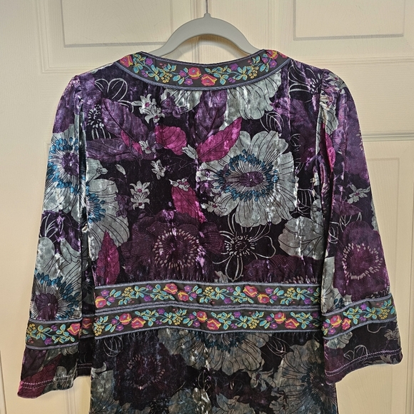 Vintage Y2K Tracy Porter Floral Velvet Button Down Blazor Embroidered Jacket - Picture 3 of 10